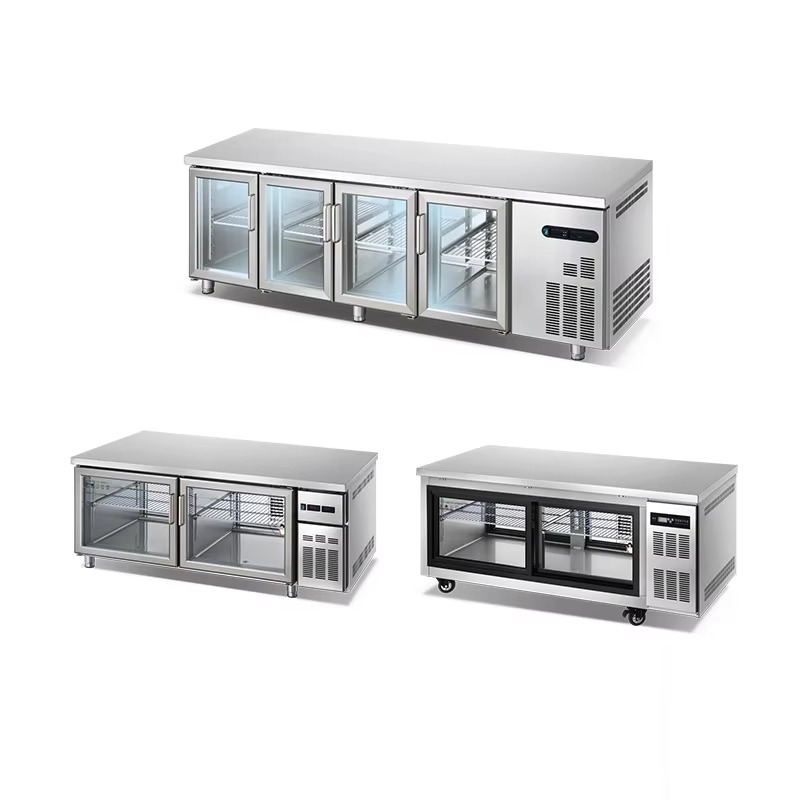 Commercial Kitchen Worktops - Refrigerador Comercial de Bancada com Congelador,