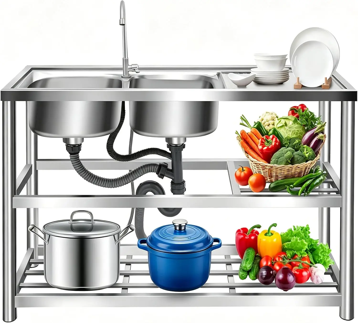 Commercial Kitchen Worktops - Pia de Preparação Independente para Cozinha,